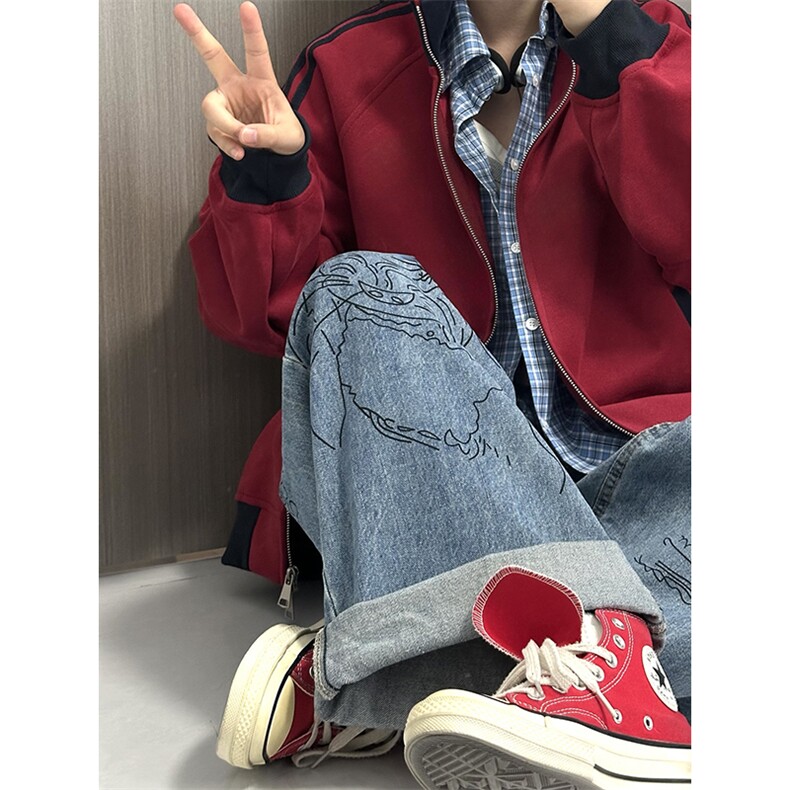 抖音得物高品质26春装美式高街重磅结构拼接织带立领卫衣外套CM42,女装短外套,电商A486