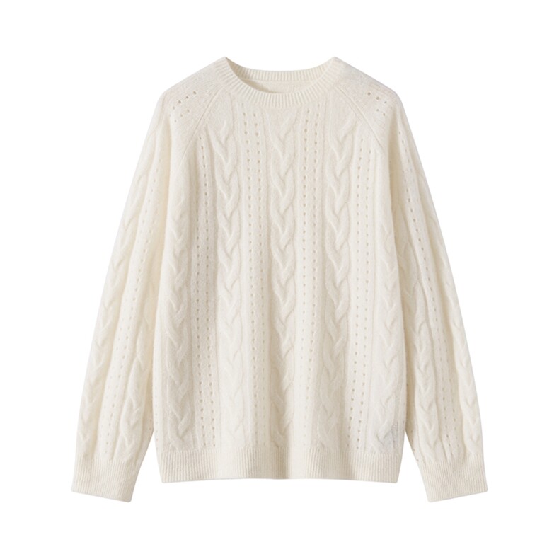 2025年秋季新款百搭女士七针圆领大麻花羊绒衫，女装羊绒衫，品秋羊绒