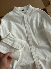 新中式长袖衬衫男春秋季2025新款oversize宽松休闲潮流衬衣服外套，男装衬衫，星座1302
