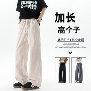 休闲裤女肌理长裤慵懒松弛感2025新款夏季松紧腰阔腿裤简约风图片