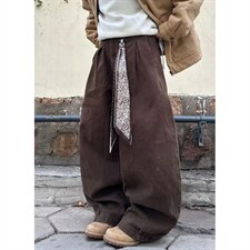 美拉德咖色高腰阔腿休闲男春秋2026新款宽松直筒工装裤子CAH912，男装工装外套，星座516A