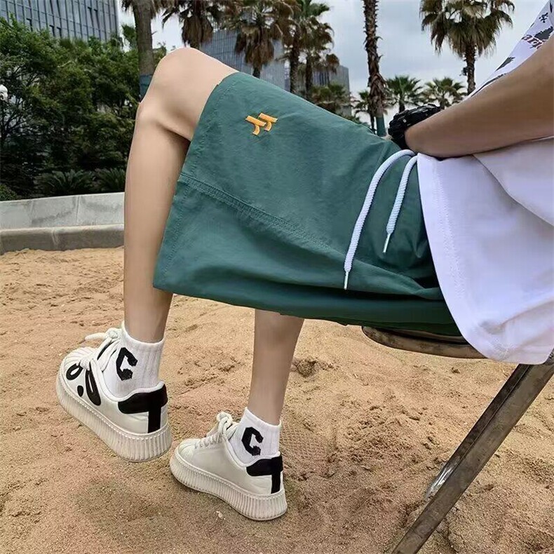夏季户外运动透气短裤男款夏季潮牌复古简约休闲宽松青少年五分裤,男装牛仔裤,星座1013
