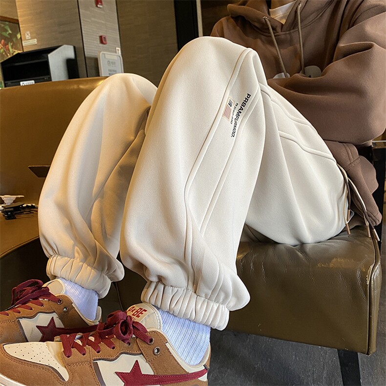 加绒加厚休闲运动卫裤男美式针织束脚裤715-6-BX11P55（控78）,男装休闲裤,星座715-6