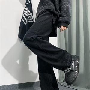 美式复古vibe裤子ins高街潮水洗黄泥染牛仔裤男宽松直筒N2892-P40图片