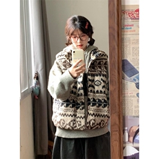 JY742-P75费尔岛羊羔毛夹棉马甲外套，女装短外套，星座1501-3
