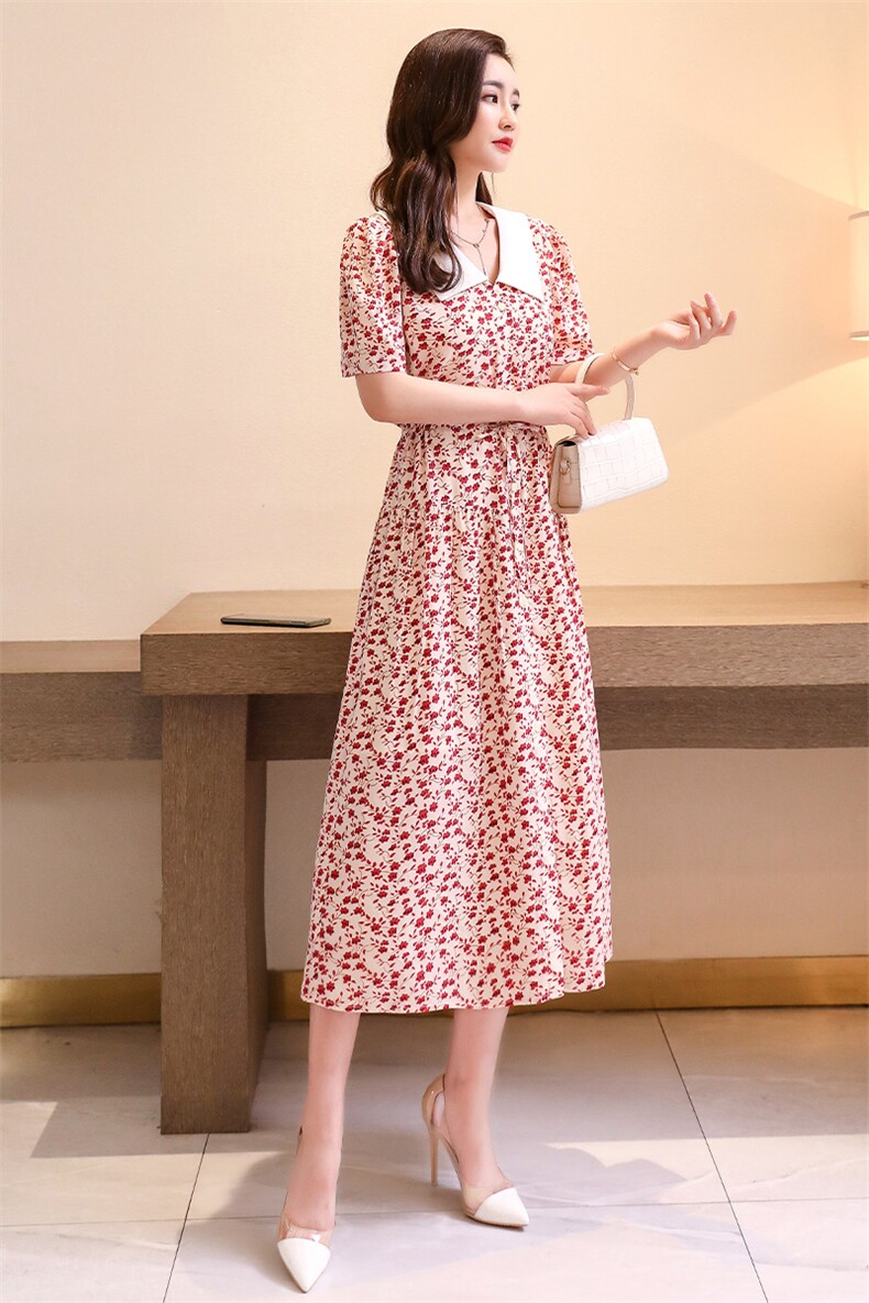 简约时尚潮流连衣裙短袖2021年夏季中长款休闲优雅,女装连衣裙,贵人树
