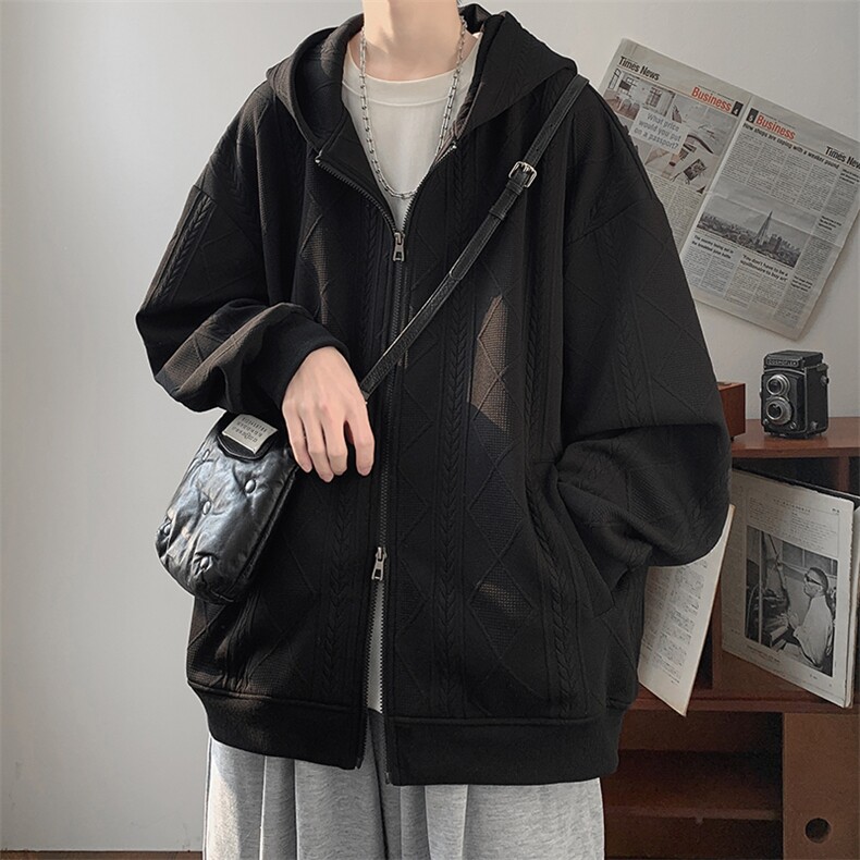 2026春季提花开衫连帽老钱风宽松麦穗纹休闲外套W5037特P45控78，女装短外套，电商A001