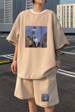 ！2025夏季新款男士华夫格短袖T恤套装百搭一套HTZ86P50，男装T恤，电商B220