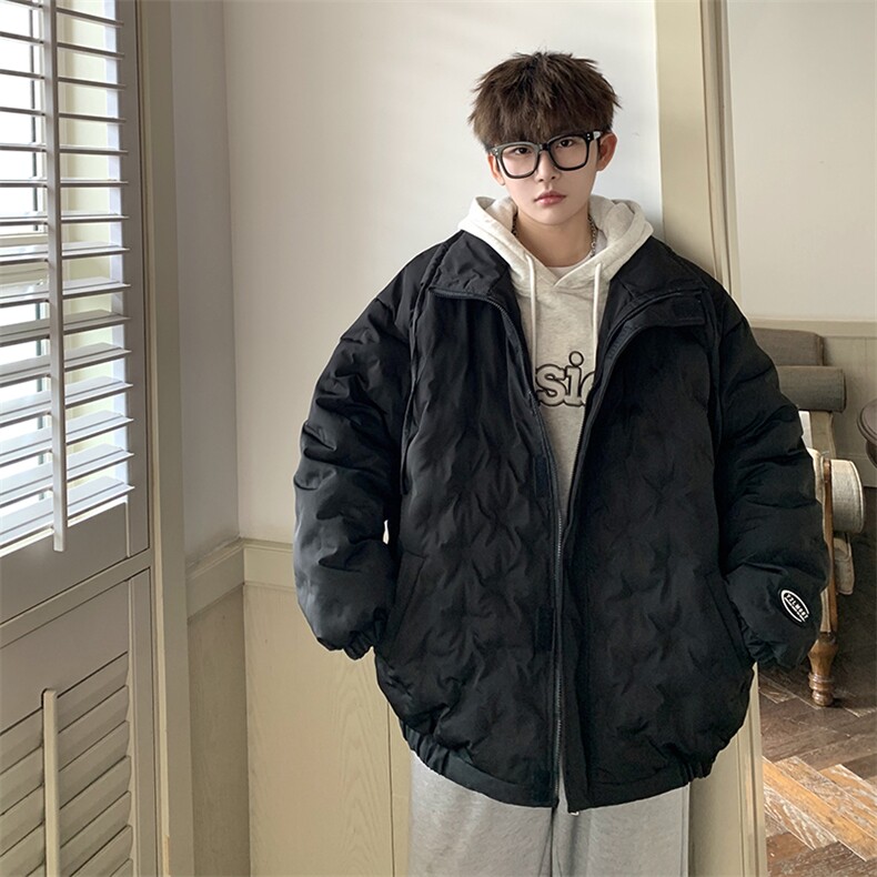 1情侣定制面料港风半高领棉服大码M-5XL棉服外套男8707P125控168，男装棉衣，星座226-2