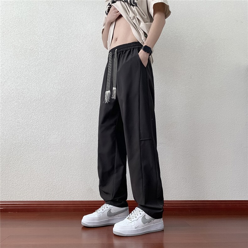 冰丝褶皱弯刀休闲裤 K064模特地板 92%聚酯纤维8%氨纶(S-2XL)TP25图片