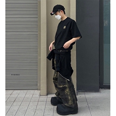 抖音得物品质夏季美式高街220克宽松纯棉潮牌印花短袖T恤MT30特15，男装T恤，电商A486-1