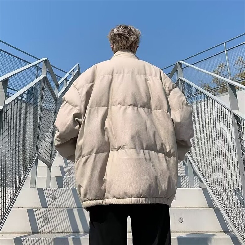 立领羽绒棉衣男士外套秋季款美式复古飞行员pu皮棉袄W163P90,男装棉衣,星座1116-2