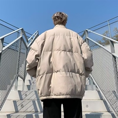 立领羽绒棉衣男士外套秋季款美式复古飞行员pu皮棉袄W163P90，男装棉衣，星座1116-2