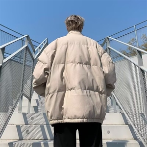 立领羽绒棉衣男士外套秋季款美式复古飞行员pu皮棉袄 W163 P90图片