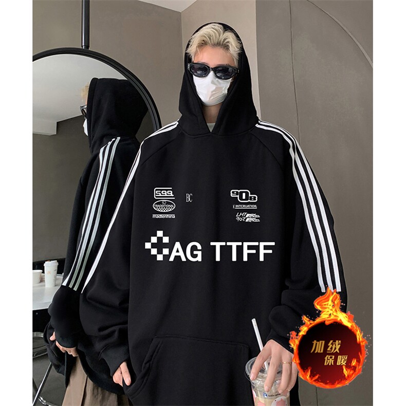 抖音得物供货提供视频秋冬重磅美式宽松织带连帽卫衣0467，男装卫衣，电商A486