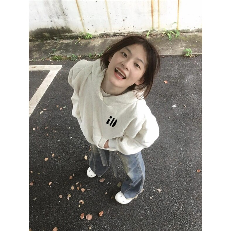 CX275-P49美式灰色卫衣女2025新款小个子秋冬宽松慵懒风,男装卫衣,电商B323A