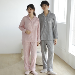 蔓秋新款全棉双层纱布女款长袖长裤套装图片