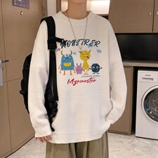 ！2023秋冬新款男士圆领毛衣百搭印花针织衫上衣M809P45图片