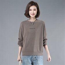 卫衣女2023春秋新款韩版宽松妈妈百搭洋气上衣字母刺绣长袖打底衫，女装卫衣/绒衫，伊满意