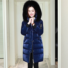 2022年冬季时尚潮流舒适简约个性纯色中长款长袖拉链棉衣，女装棉衣/棉服，琦鑫阁（原依鑫阁）