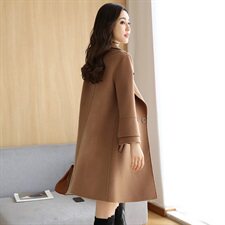 杭州产地货源新款时尚气质优雅中长款羊毛双面羊绒大衣外套女，女装双面呢大衣，媚琳依坊