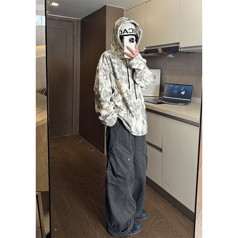 现货WY5527-P68大码加绒加厚立领连帽卫衣,男装卫衣,电商D232