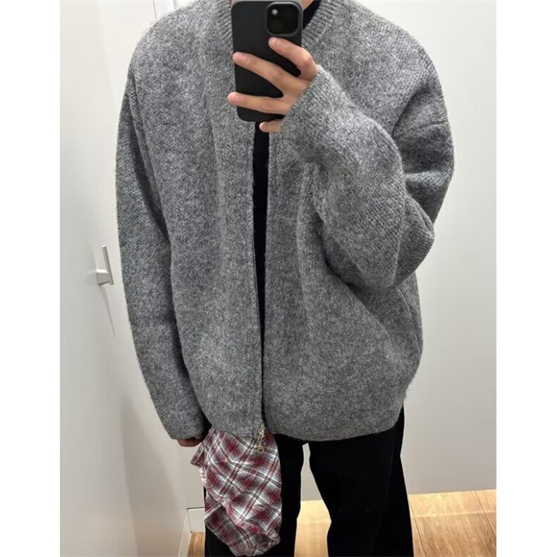 慵懒原宿简约潮流百搭双开头拉链宽松毛衣ins时尚气质日系MQ85,男装针织衫/毛衣,星座1116A（原606A-3）