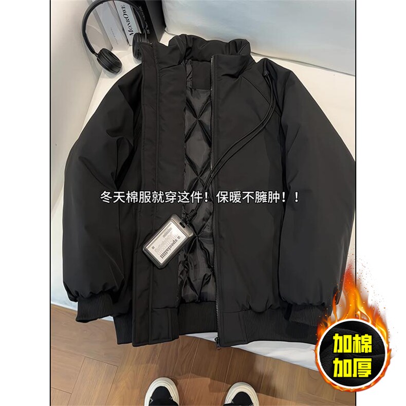 现货美式高街休闲棉衣夹克三防立领纯色户外工装加厚棉服外套,男装夹克,电商A486