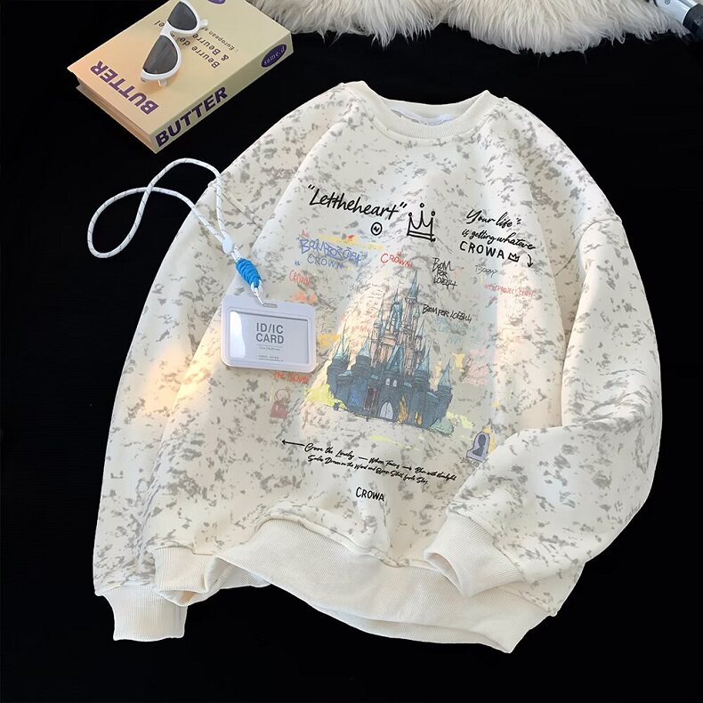 新款今年流行圆领上衣美式高街衣服重磅扎染卫衣WE640,男装卫衣,星座1116A（原606A-3）
