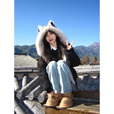 网图座山雕秋冬季连帽猫耳朵棉衣男女情侣装棉服外套潮流特P99，男装棉衣，电商C306-1