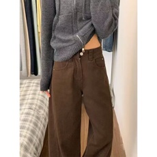 加绒加厚美式复古高街牛仔裤女保暖阔腿裤韩N07581-P43加绒P50，男装牛仔裤，星座308B-2