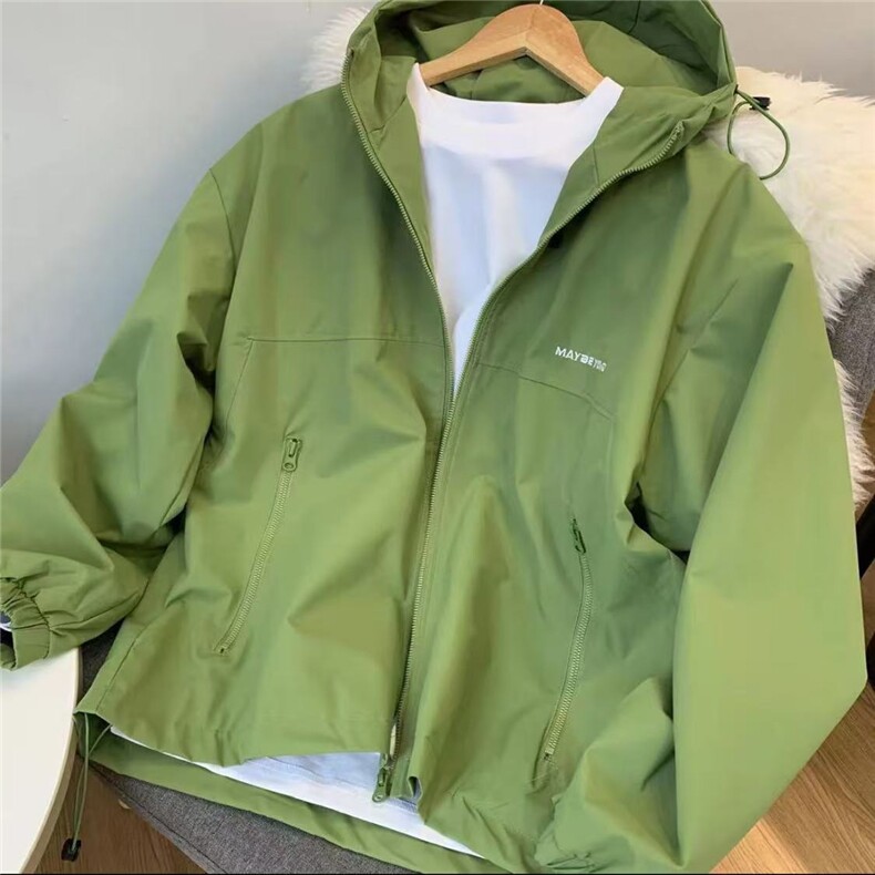 冲锋衣连帽夹克男宽松落肩纯色上衣外套DSA157B-JK727-P58图片