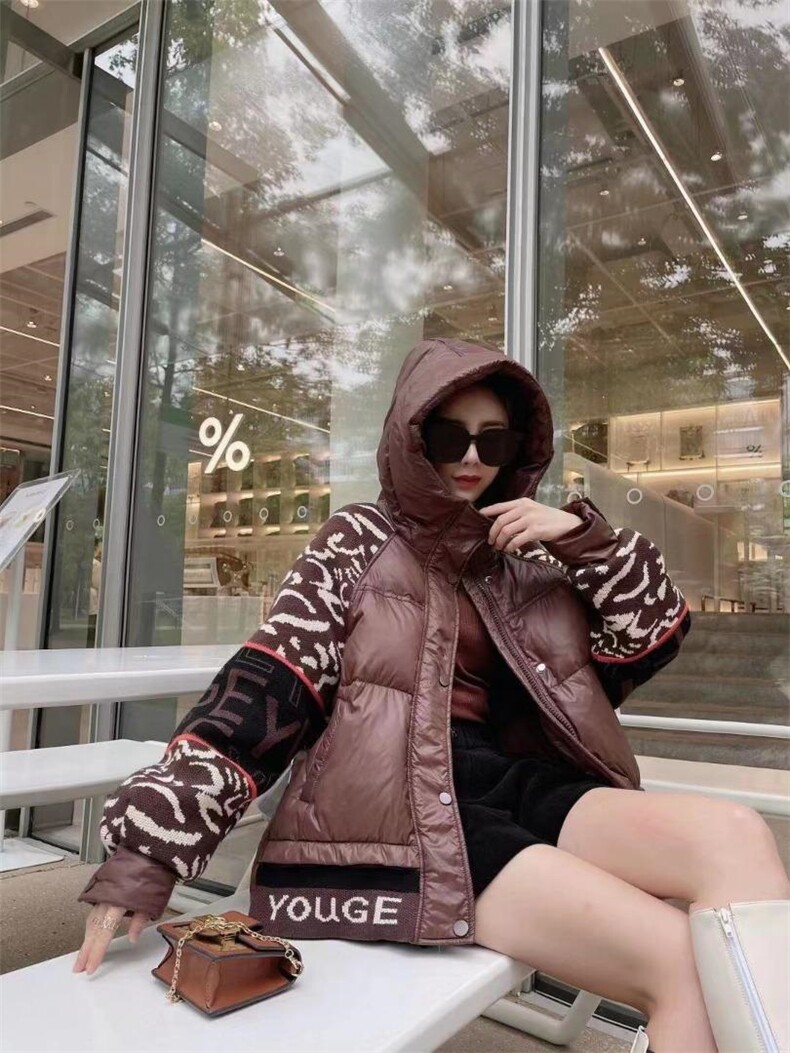 针织拼接羽绒服,女装羽绒服,柚格