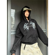Galiren新款美式街头蛇年连帽卫衣外套开衫男女复古短款上衣潮，女装短外套，四季星座505