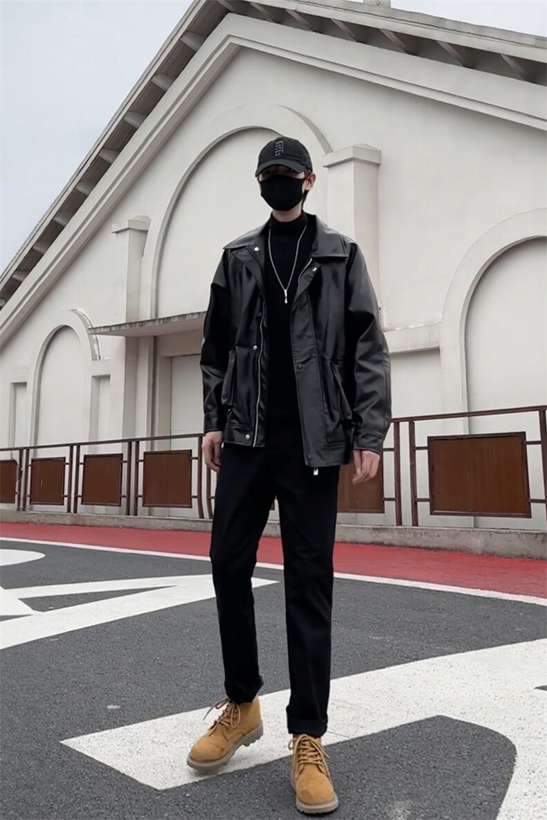 搭配马丁靴皮衣的休闲裤仿牛仔裤男秋冬机车风痞帅1412-2/612/P48,男装牛仔裤,星座1412-2