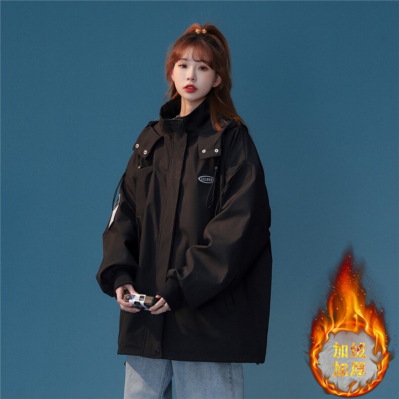 1加绒加厚中性风冲锋衣男宽松工装夹克男外套男JK7569加厚P90控，女装棉衣/棉服，星座226-2