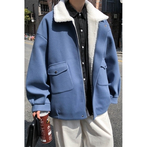 TP98N58毛呢羊羔毛棉服加绒加厚OVERSIZE韩版宽松上衣外套图片