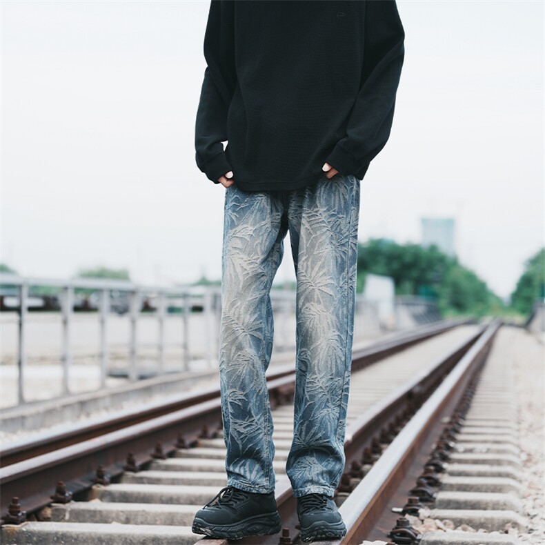 610A-1-1138-P65秋冬新款美式潮牌提花工艺潮牌牛仔裤男,男装牛仔裤,星座610A-1