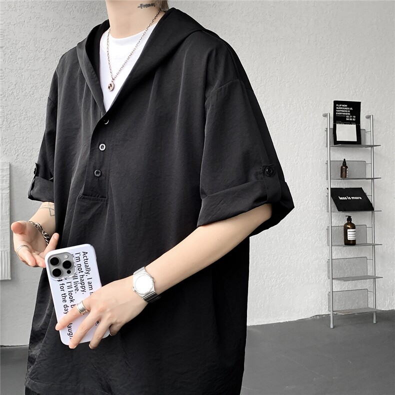 TZ25131-P52特控88大码冰丝连帽七分袖套装,男装休闲套装,电商D232