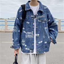 春秋季潮牌牛仔外套男欧美街头嘻哈宽松韩版百搭痞帅JK856-p65图片