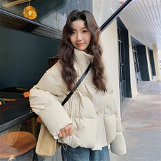 现货冬装新款韩系拼接针织90白鸭绒短款羽绒服2C135-5020P255K388，女装羽绒服，2C135
