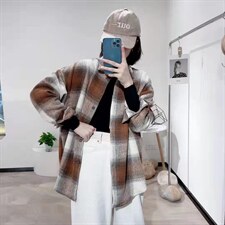 冬季格子外套，其它，古泥