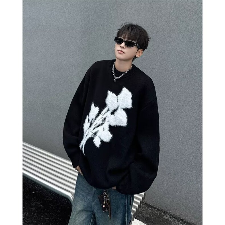 针织衫男女韩版潮流提花帅百搭宽松2024冬季新款ins毛衣MZ570-P46,男装针织衫/毛衣,星座412-2