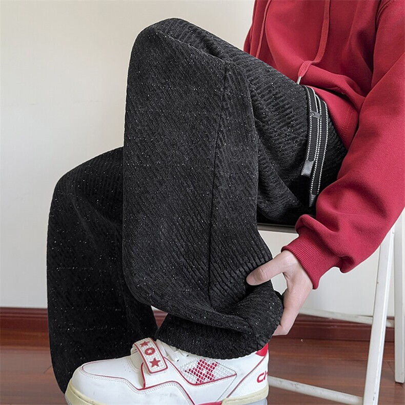 特批P35秋无差价雪尼尔小香风粗花卫裤毛呢男女斜纹直筒裤K5691图片