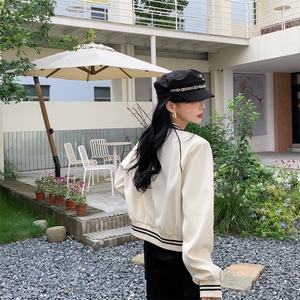 2024新款韩版棒球服夹克短外套女春秋季百搭小个子休闲白色上衣潮图片
