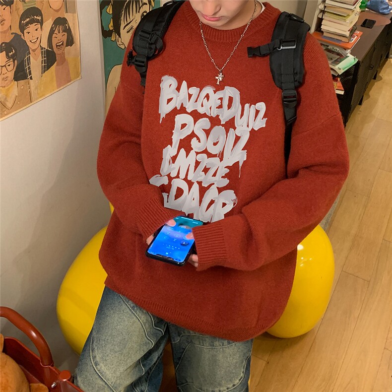 特批港风秋冬时尚字母印花休闲圆领百搭毛衣A247-M839特批45控68,男装针织衫/毛衣,电商A247