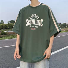 青春男T恤标准夏季五分袖ins时尚潮牌圆领T05574-P33，男装T恤，星座308B-1
