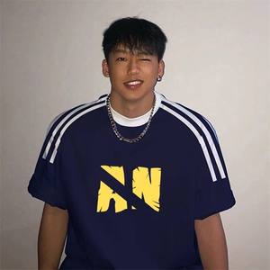 夏季美式高街重磅纯棉三条杠织带撞色男女短袖T恤ZD332-特P30图片