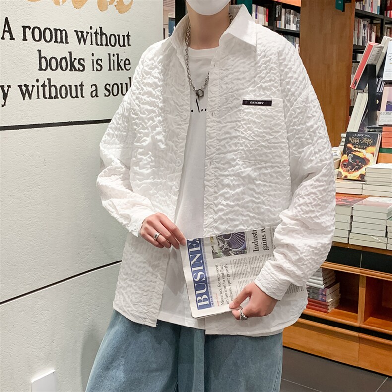 长袖衬衫男秋季港风日系外套潮流ins黑色衬衣春秋CS08805-P45图片