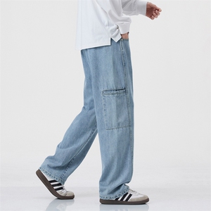 美式蓝色工装牛仔裤男春季新款cleanfit直筒阔腿长裤J8085-P50图片